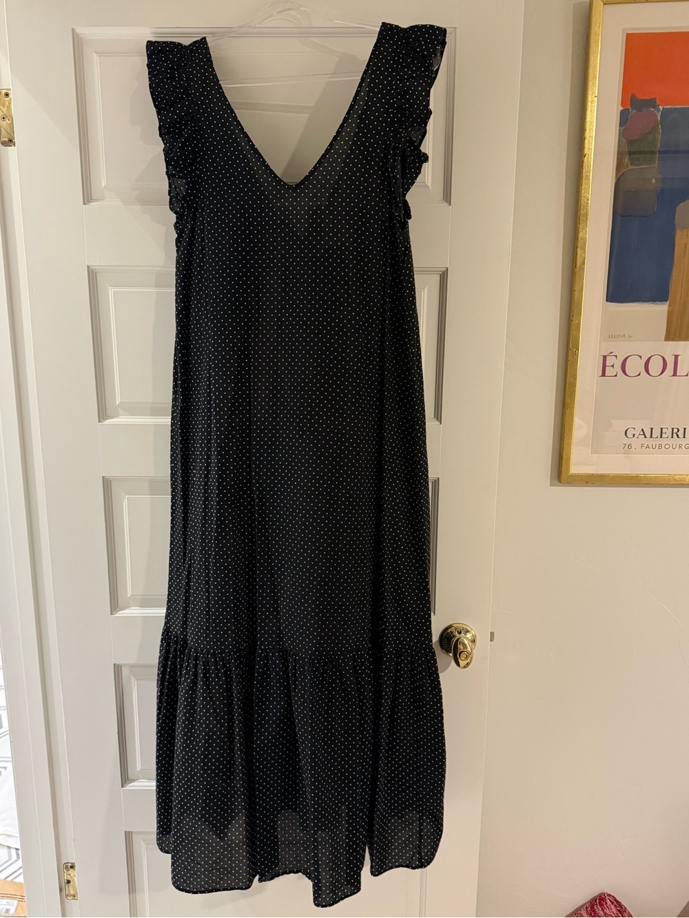 Ganni Black with White Polka Dot Maxi Dress